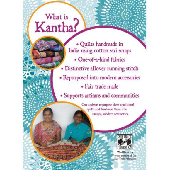 Fair Trade NWT 2 Strand Boho Necklace Handmade Upcycled Kantha Fabric Recycled - Picture 5 of 16